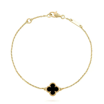 [LumiVibe]CLOVER ONYX SINGLE FLOWER BRACELET