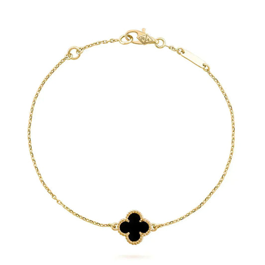 [LumiVibe]CLOVER ONYX SINGLE FLOWER BRACELET