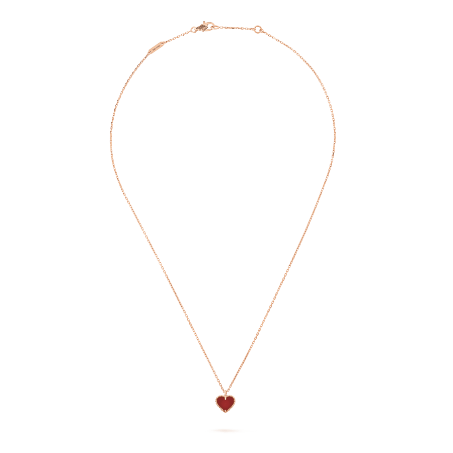 [LumiVibe]SWEET CLOVER CARNELIAN HEART NECKLACE