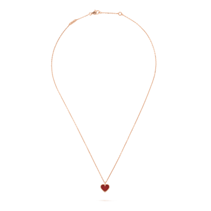 [LumiVibe]SWEET CLOVER CARNELIAN HEART NECKLACE