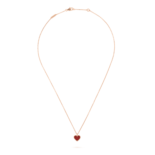 [LumiVibe]SWEET CLOVER CARNELIAN HEART NECKLACE