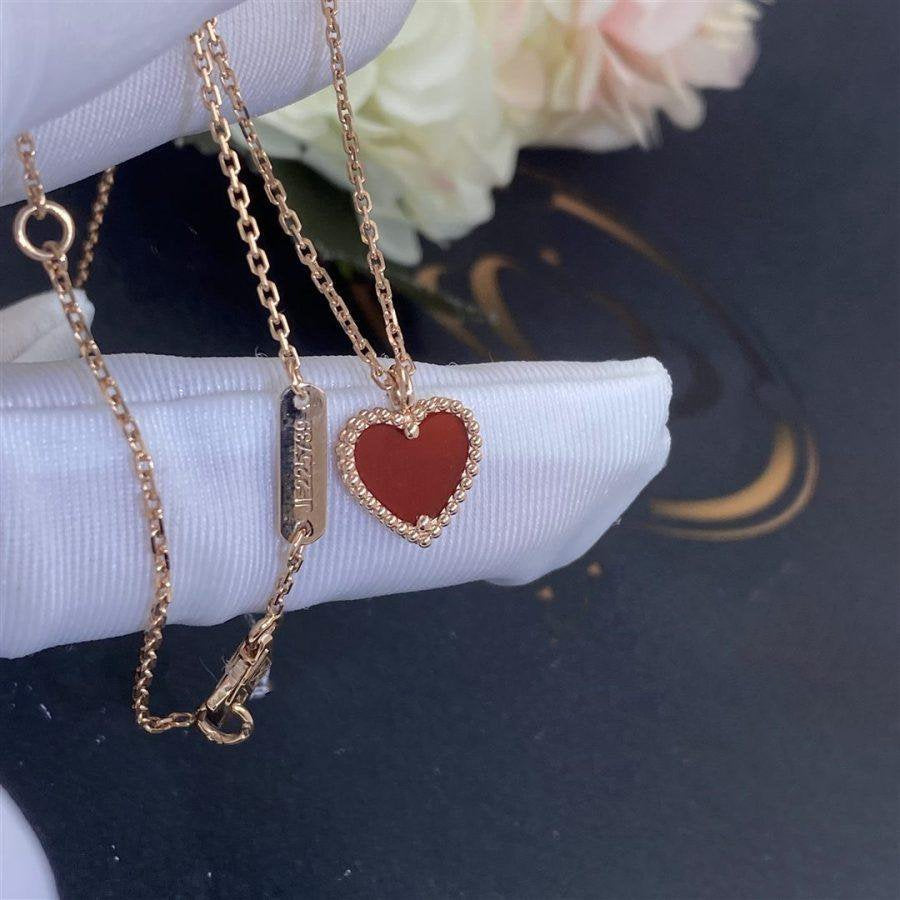 [LumiVibe]SWEET CLOVER CARNELIAN HEART NECKLACE