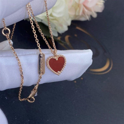 [LumiVibe]SWEET CLOVER CARNELIAN HEART NECKLACE