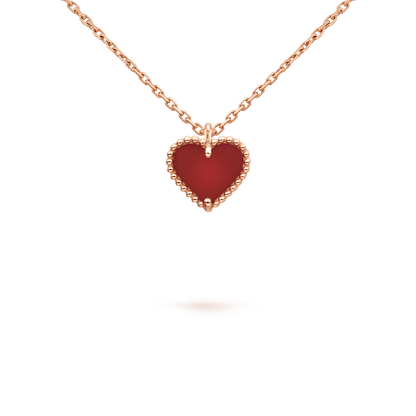[LumiVibe]SWEET CLOVER CARNELIAN HEART NECKLACE