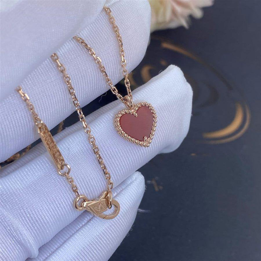 [LumiVibe]SWEET CLOVER CARNELIAN HEART NECKLACE