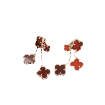 [LumiVibe]CLOVER EARRINGS CARNELIAN 4 MOTIFS PINK GOLD