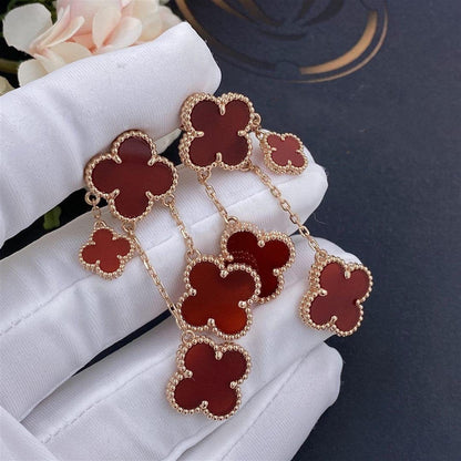 [LumiVibe]CLOVER EARRINGS CARNELIAN 4 MOTIFS PINK GOLD