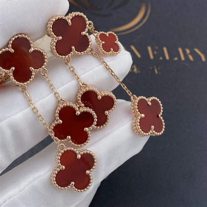 [LumiVibe]CLOVER EARRINGS CARNELIAN 4 MOTIFS PINK GOLD