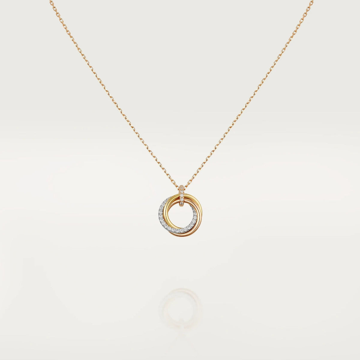 [LumiVibe]TRINITY NECKLACE SILVER GOLD PINK GOLD DIAMONDS