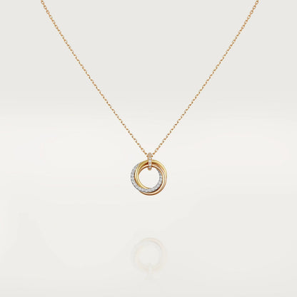 [LumiVibe]TRINITY NECKLACE SILVER GOLD PINK GOLD DIAMONDS