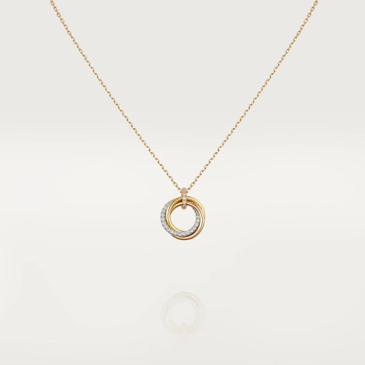 [LumiVibe]TRINITY NECKLACE SILVER GOLD PINK GOLD DIAMONDS