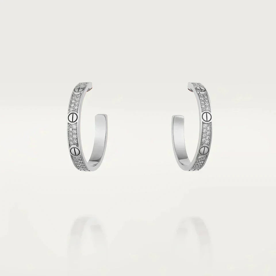 [LumiVibe]LOVE DIAMOND SILVER HOOP EARRINGS