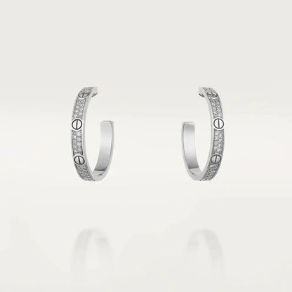 [LumiVibe]LOVE DIAMOND SILVER HOOP EARRINGS