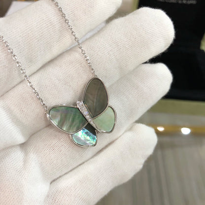 [LumiVibe]LARGE BUTTERFLY SILVER PENDANT DIAMOND NECKLACE