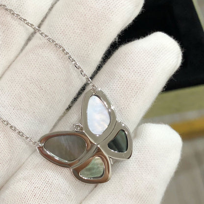 [LumiVibe]LARGE BUTTERFLY SILVER PENDANT DIAMOND NECKLACE