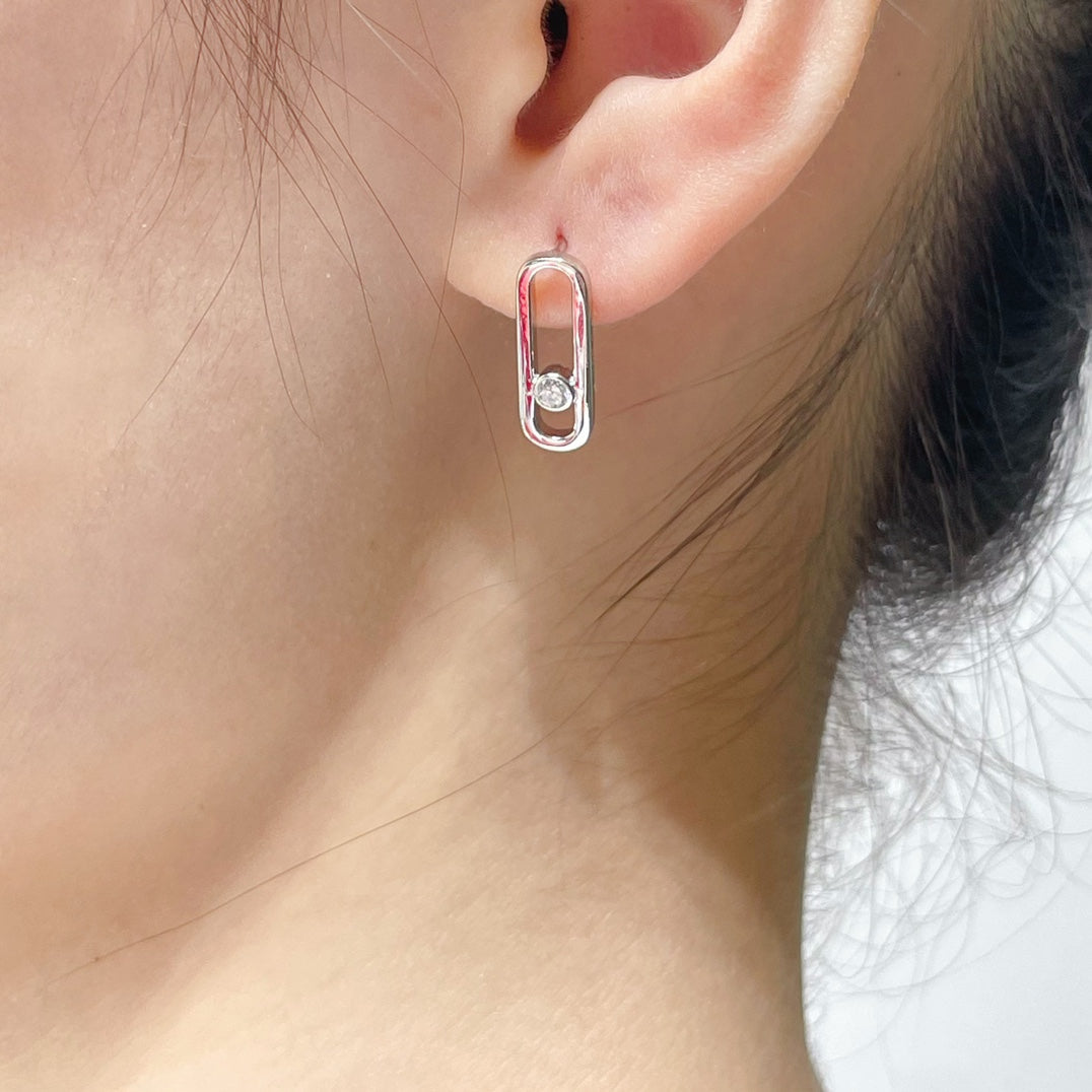 [LumiVibe]MOVE UNO SMALL 1 DIAMOND EARRINGS