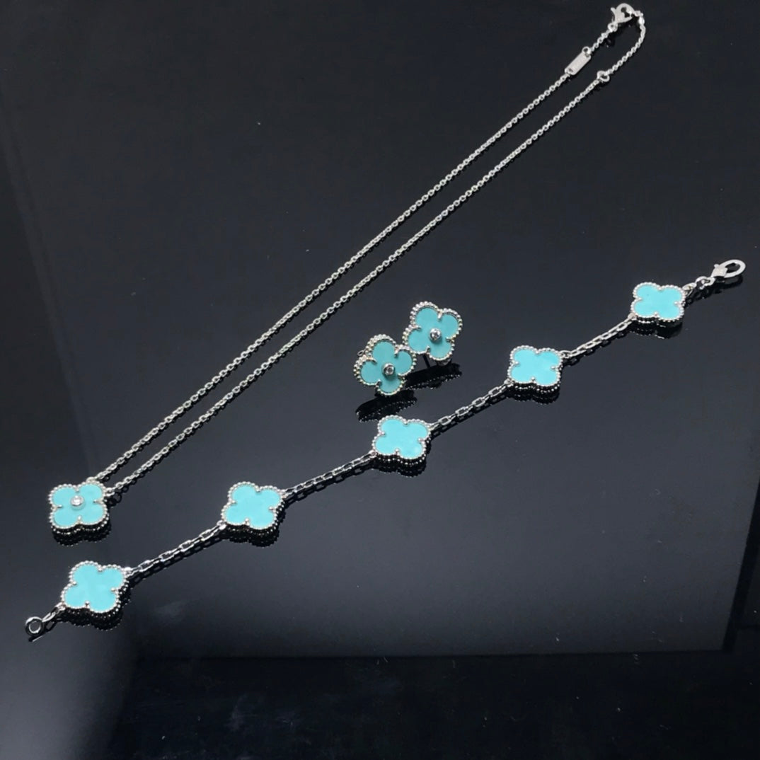 [LumiVibe]CLOVER 1 DIAMOND BLUE SKY SILVER EARRINGS