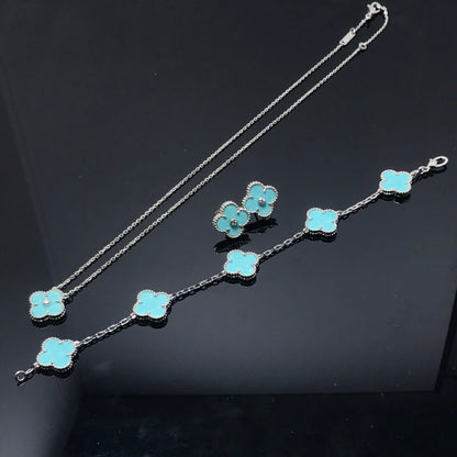 [LumiVibe]CLOVER 1 DIAMOND BLUE SKY SILVER EARRINGS
