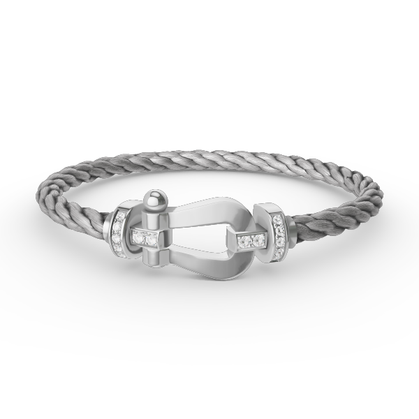 [LumiVibe]FORCE LARGE HORSESHOE HALF DIAMOND BRACELET SILVER