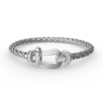 [LumiVibe]FORCE LARGE HORSESHOE HALF DIAMOND BRACELET SILVER