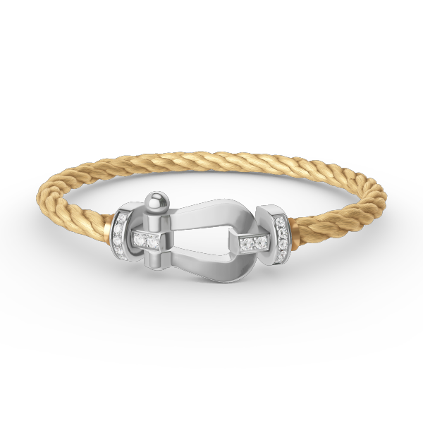 [LumiVibe]FORCE LARGE HORSESHOE HALF DIAMOND BRACELET SILVER