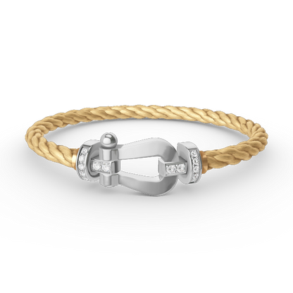 [LumiVibe]FORCE LARGE HORSESHOE HALF DIAMOND BRACELET SILVER