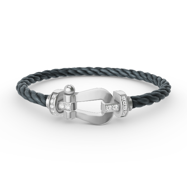 [LumiVibe]FORCE LARGE HORSESHOE HALF DIAMOND BRACELET SILVER