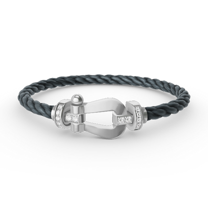 [LumiVibe]FORCE LARGE HORSESHOE HALF DIAMOND BRACELET SILVER