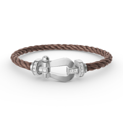 [LumiVibe]FORCE LARGE HORSESHOE HALF DIAMOND BRACELET SILVER
