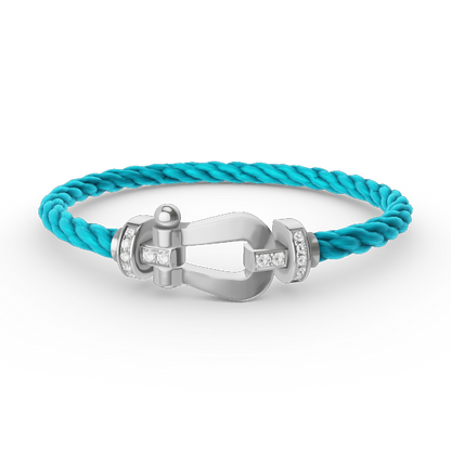 [LumiVibe]FORCE LARGE HORSESHOE HALF DIAMOND BRACELET SILVER