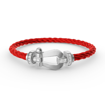 [LumiVibe]FORCE LARGE HORSESHOE HALF DIAMOND BRACELET SILVER