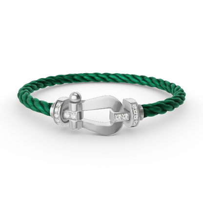 [LumiVibe]FORCE LARGE HORSESHOE HALF DIAMOND BRACELET SILVER