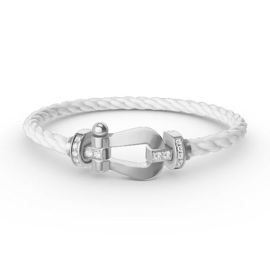 [LumiVibe]FORCE LARGE HORSESHOE HALF DIAMOND BRACELET SILVER