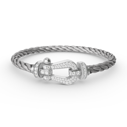[LumiVibe]FORCE LARGE HORSESHOE FULL DIAMOND BRACELET SILVER
