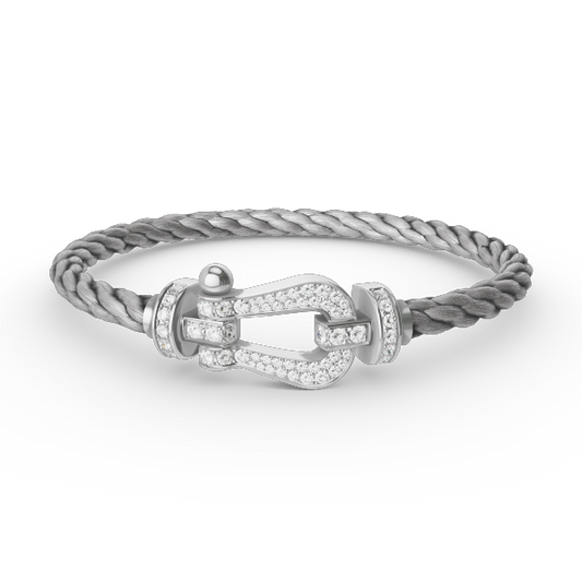 [LumiVibe]FORCE LARGE HORSESHOE FULL DIAMOND BRACELET SILVER