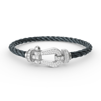 [LumiVibe]FORCE LARGE HORSESHOE FULL DIAMOND BRACELET SILVER