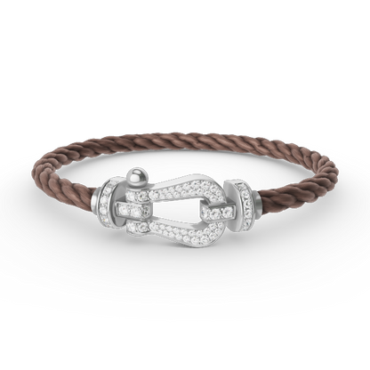 [LumiVibe]FORCE LARGE HORSESHOE FULL DIAMOND BRACELET SILVER