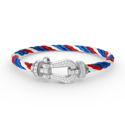 [LumiVibe]FORCE LARGE HORSESHOE FULL DIAMOND BRACELET SILVER