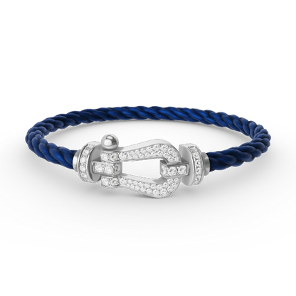 [LumiVibe]FORCE LARGE HORSESHOE FULL DIAMOND BRACELET SILVER