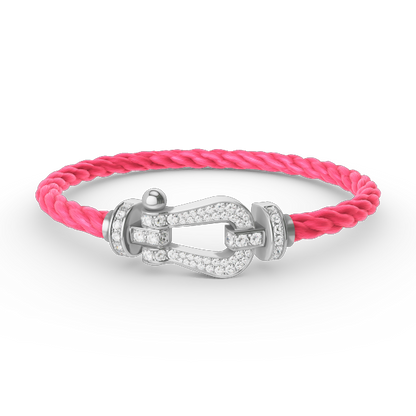 [LumiVibe]FORCE LARGE HORSESHOE FULL DIAMOND BRACELET SILVER