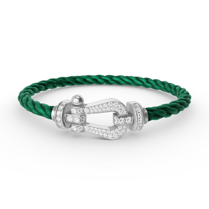 [LumiVibe]FORCE LARGE HORSESHOE FULL DIAMOND BRACELET SILVER