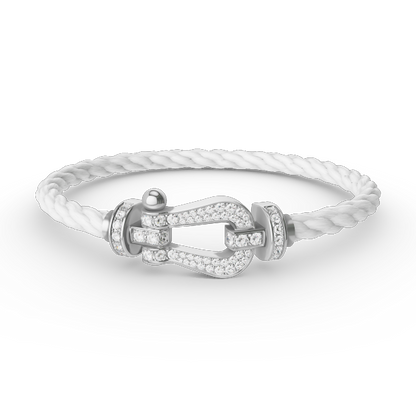 [LumiVibe]FORCE LARGE HORSESHOE FULL DIAMOND BRACELET SILVER