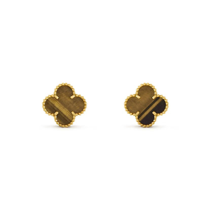[LumiVibe]CLOVER MEDIUM 1 MOTIFS TIGER EYE EARRINGS