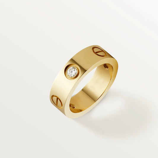 [LumiVibe]LOVE RING 5.5MM 3 DIAMONDS PINK GOLD