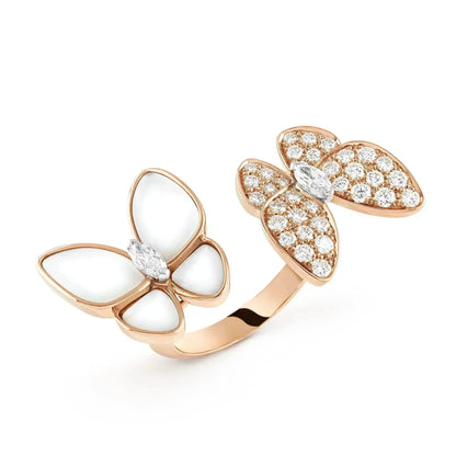 [LumiVibe]TWIN BUTTERFLY DIAMOND MOP RING